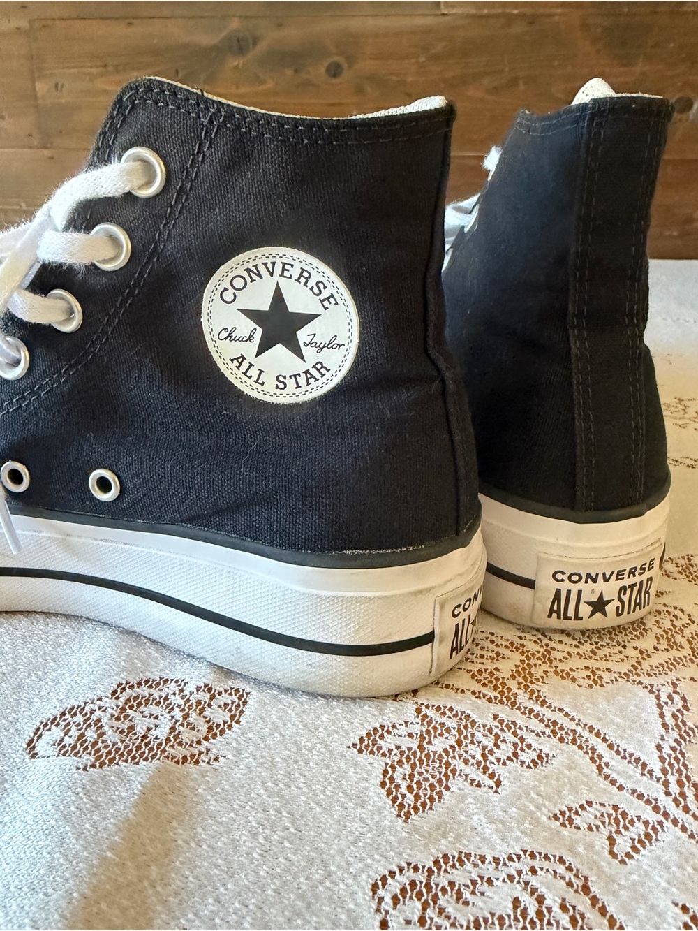 Converse Black & White High Top Sneakers - Picture 4 of 5